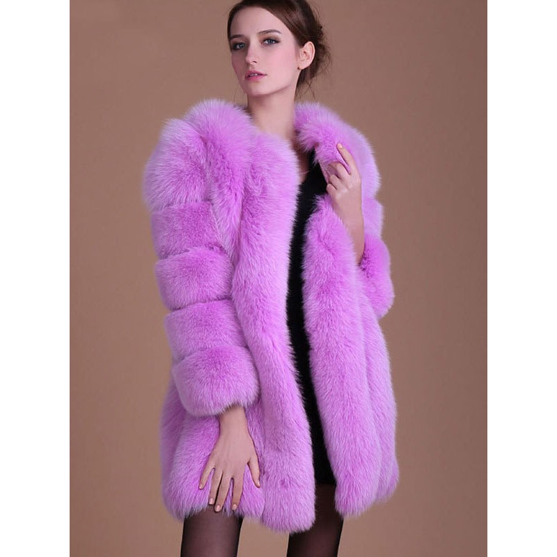 Faux Fur Coat Purple Winter Outerwear For Women 2023 Classic  Traditional Casual