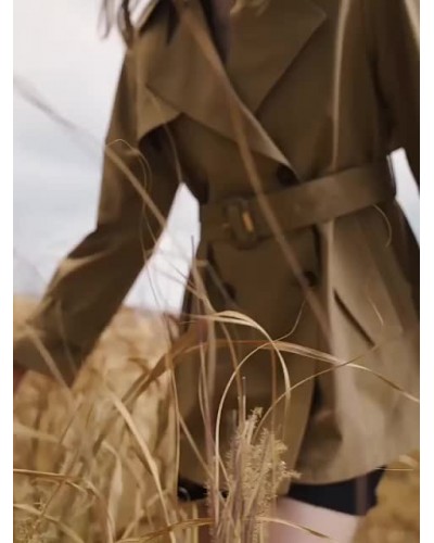 Women's Trench Coat Asymmetrical Turndown Collar Sash Long Sleeves Coat Trench Coats Spring Fall