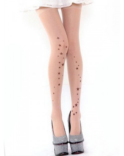 Unicolor Stars Print Lolita Socks